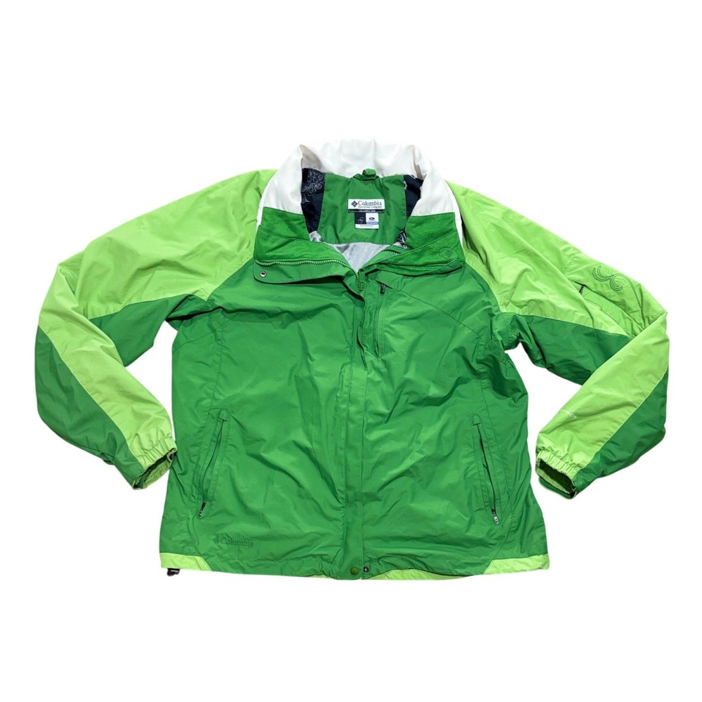 Columbia Bugaboo Omni-Tech Jacket Womens XL Green Waterproof Shell Interchange